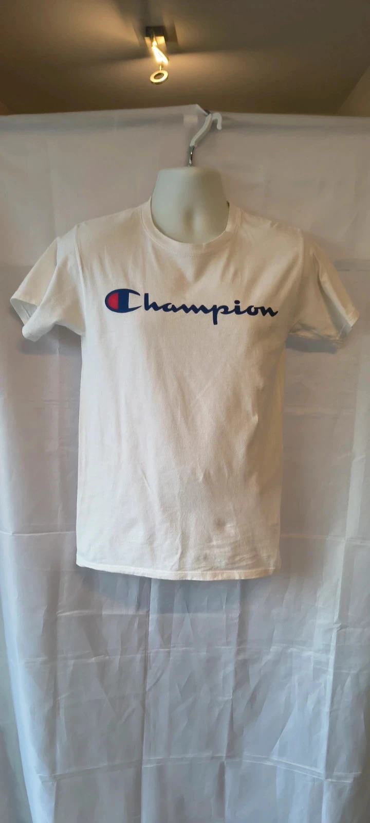 Vintage Champion T-shirt Wit | Geborduurd Logo | Maat S | Streetwear Y2K |#270